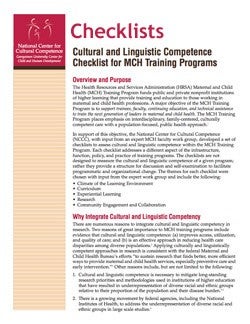 Screenshot for "Cultural and Linguistic Competence Checklists for MCH Training Programs" resources.