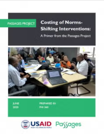 Screenshot of "Costing of Norms-Shifting Interventions: A Primer from the Passages Project" resource.