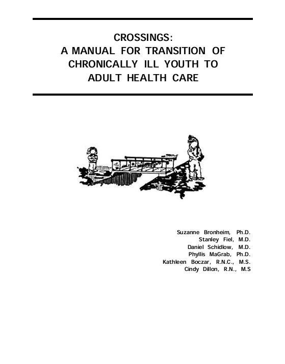 Screenshot of "Crossings: A Manual for Transition of Chronically Ill Youth to Adult Health Care" resource.